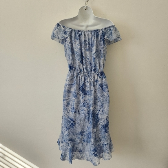L'AGENCE Leonie Denim-Inspired Off Shoulder Silk Mini dress Size Small - Picture 11 of 15